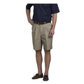 Men's Double-Pleated Relaxed Fit Twill Shorts